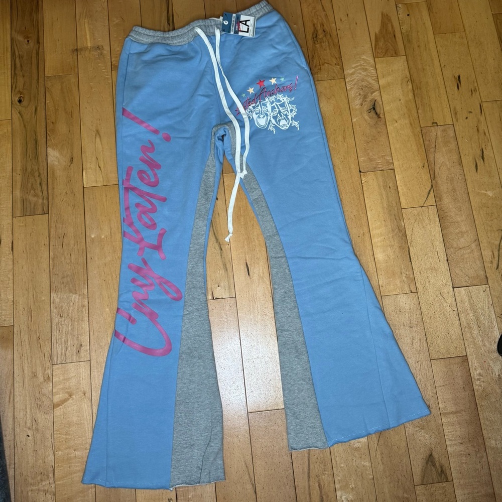 Lifted Anchors Cry Later Flared Sweat Pants - Clay Blue Men’s L